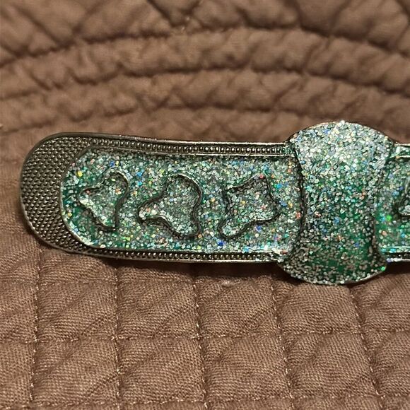 Vintage NATIVE AMERICAN NAVAJO STERLING SILVER Barette Turquoise Sparkle main image 8
